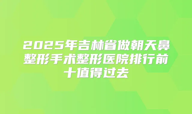 2025年吉林省做朝天鼻整形手术整形医院排行前十值得过去