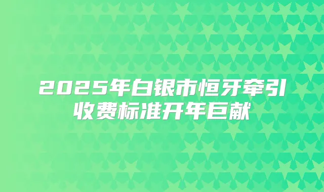 2025年白银市恒牙牵引收费标准开年巨献