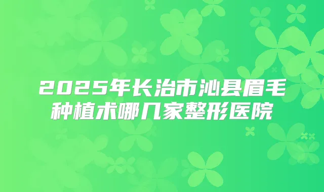 2025年长治市沁县眉毛种植术哪几家整形医院