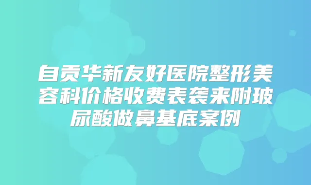 自贡华新友好医院整形美容科价格收费表袭来附玻尿酸做鼻基底案例