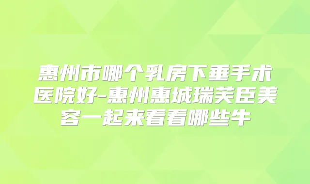 惠州市哪个乳房下垂手术医院好-惠州惠城瑞芙臣美容一起来看看哪些牛