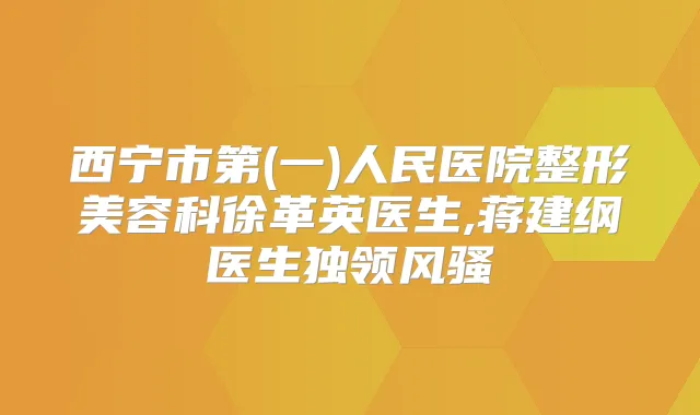 西宁市第(一)人民医院整形美容科徐革英医生,蒋建纲医生独领风骚