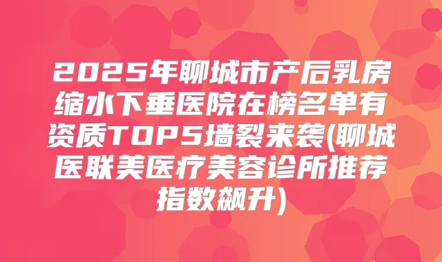 2025年聊城市产后乳房缩水下垂医院在榜名单有资质TOP5墙裂来袭(聊城医联美医疗美容诊所推荐指数飙升)