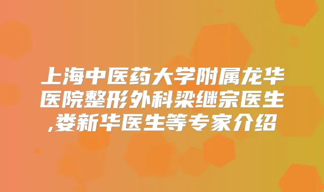 上海中医药大学附属龙华医院整形外科梁继宗医生,娄新华医生等专家介绍