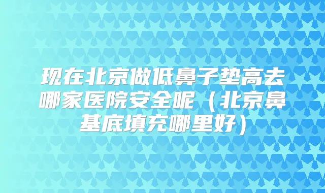 现在北京做低鼻子垫高去哪家医院安全呢(北京鼻基底填充哪里好)