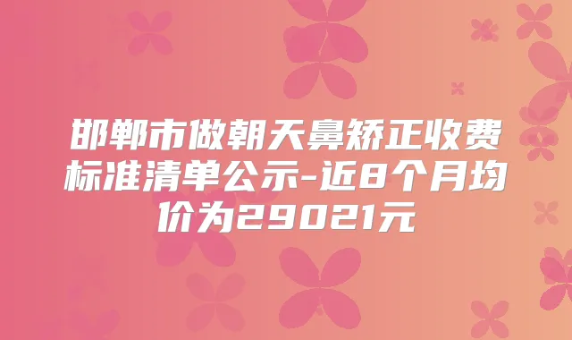 邯郸市做朝天鼻矫正收费标准清单公示-近8个月均价为29021元