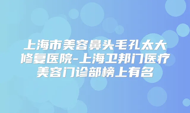 上海市美容鼻头毛孔太大修复医院-上海卫邦门医疗美容门诊部榜上有名