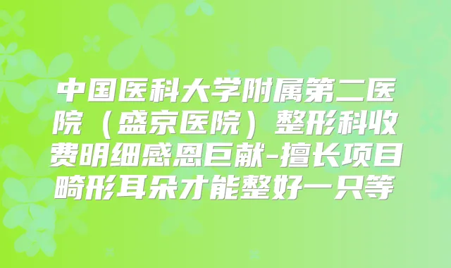 中国医科大学附属第二医院(盛京医院)整形科收费明细感恩巨献-擅长项目畸形耳朵才能整好一只等