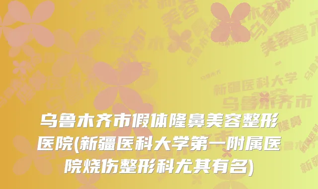 乌鲁木齐市假体隆鼻美容整形医院(新疆医科大学第一附属医院烧伤整形科尤其有名)