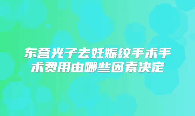 东营光子去妊娠纹手术手术费用由哪些因素决定