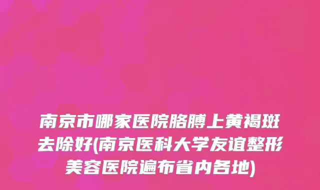 南京市哪家医院胳膊上黄褐斑去除好(南京医科大学友谊整形美容医院遍布省内各地)