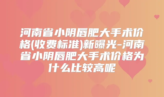 河南省小阴唇肥大手术价格(收费标准)新曝光-河南省小阴唇肥大手术价格为什么比较高呢