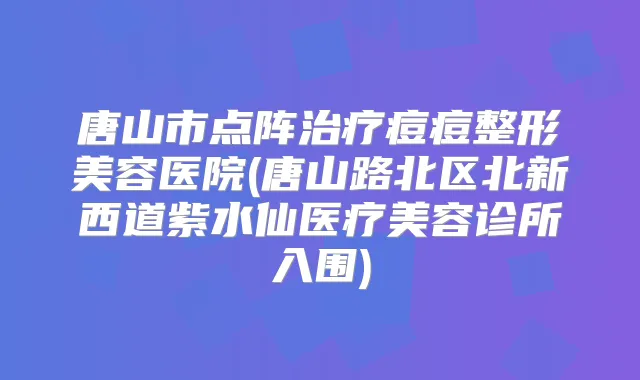 唐山市点阵痘痘整形美容医院(唐山路北区北新西道紫水仙医疗美容诊所入围)