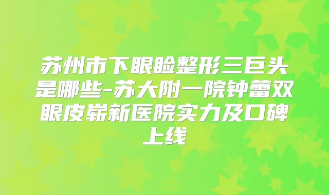 苏州市下眼睑整形三巨头是哪些-苏大附一院钟蕾双眼皮崭新医院实力及口碑上线