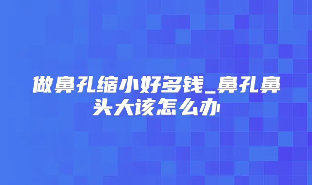 做鼻孔缩小好多钱_鼻孔鼻头大该怎么办