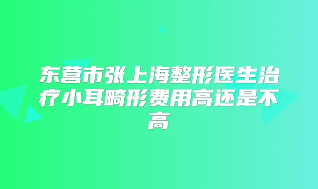 东营市张上海整形医生小耳畸形费用高还是不高
