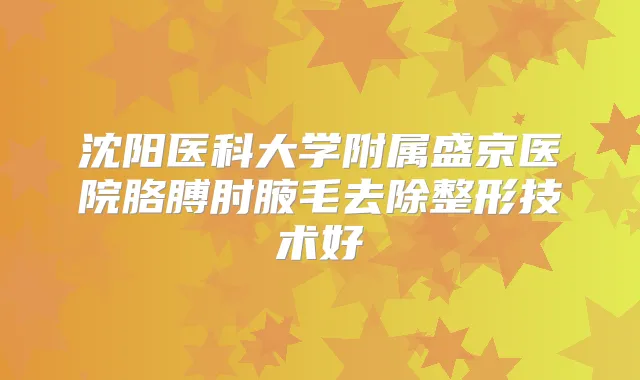 沈阳医科大学附属盛京医院胳膊肘腋毛去除整形技术好