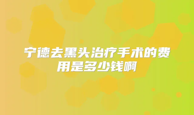 宁德去黑头手术的费用是多少钱啊