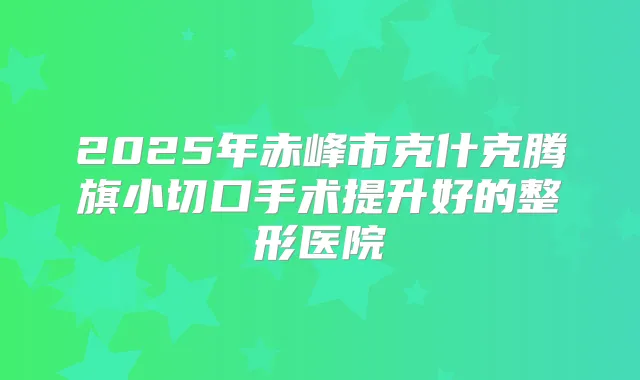 2025年赤峰市克什克腾旗小切口手术提升好的整形医院