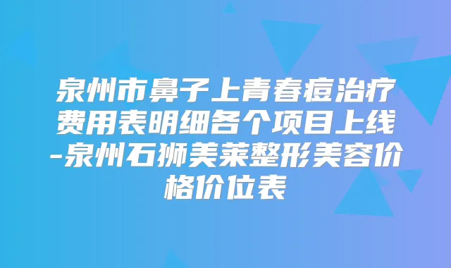 泉州市鼻子上青春痘费用表明细各个项目上线-泉州石狮美莱整形美容价格价位表