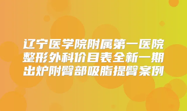 辽宁医学院附属第一医院整形外科价目表全新一期出炉附臀部吸脂提臀案例