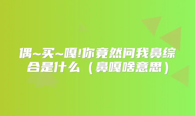 偶~买~嘎!你竟然问我鼻综合是什么(鼻嘎啥意思)
