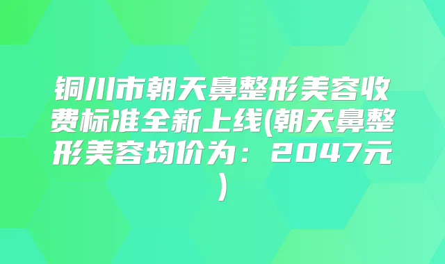 铜川市朝天鼻整形美容收费标准全新上线(朝天鼻整形美容均价为:2047元)
