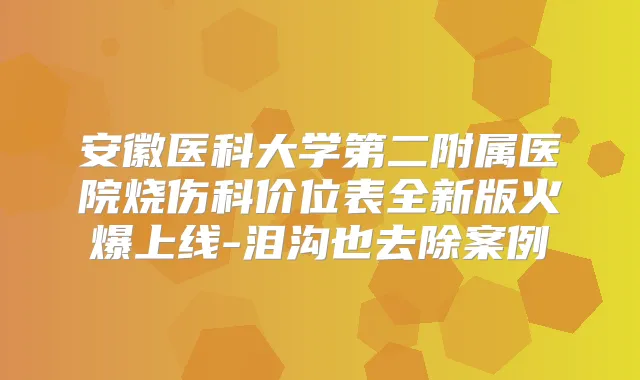 安徽医科大学第二附属医院烧伤科价位表全新版火爆上线-泪沟也去除案例