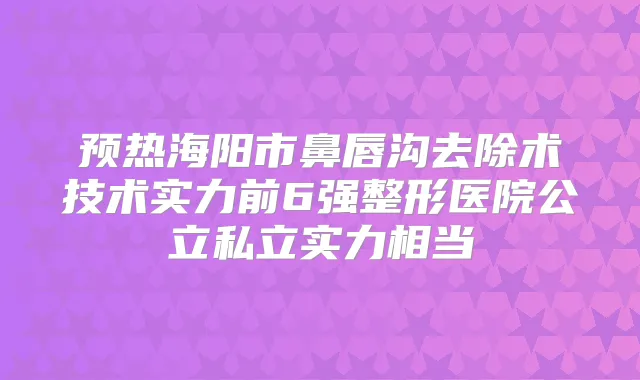 预热海阳市鼻唇沟去除术技术实力前6强整形医院公立私立实力相当