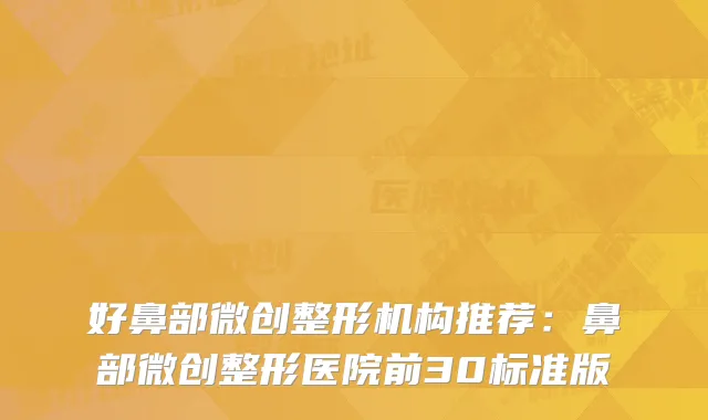 好鼻部微创整形机构推荐:鼻部微创整形医院前30标准版