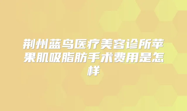 荆州蓝鸟医疗美容诊所苹果肌吸脂肪手术费用是怎样