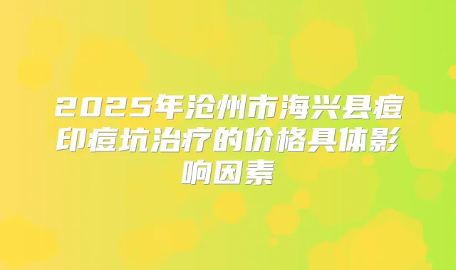 2025年沧州市海兴县痘印痘坑的价格具体影响因素
