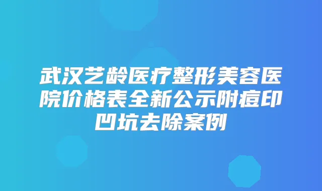 武汉艺龄医疗整形美容医院价格表全新公示附痘印凹坑去除案例
