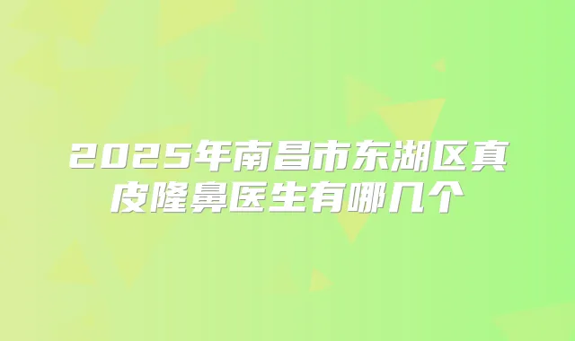 2025年南昌市东湖区真皮隆鼻医生有哪几个