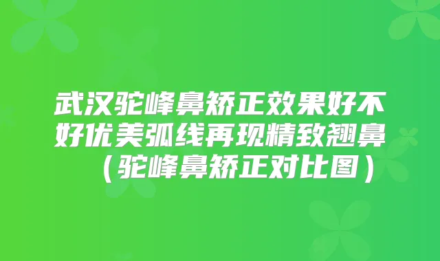 武汉驼峰鼻矫正效果好不好优美弧线再现精致翘鼻（驼峰鼻矫正对比图）