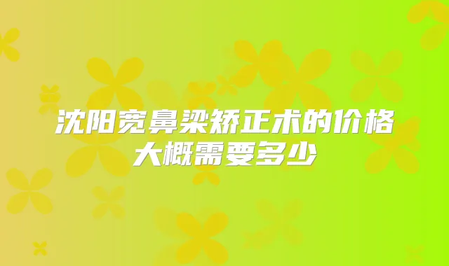 沈阳宽鼻梁矫正术的价格大概需要多少
