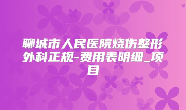 聊城市人民医院烧伤整形外科正规-费用表明细_项目
