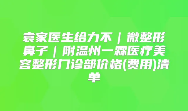 袁家医生给力不｜微整形鼻子｜附温州一霖医疗美容整形门诊部价格(费用)清单